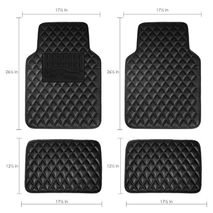 FH Group Universal Fit all season protection Heavy Duty Faux Leather Carbon Fiber Automotive Floor Mats fits most Cars, SUVs, and Trucks (High Tech 3-D Anti-Skid/Slip Backing) Black