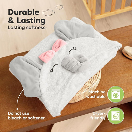 KeaBabies Organic Baby Towel with Hood for Girls, Boys, Soft (Ella)