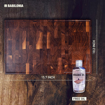 American Walnut Wood Cutting Board, End Grain Butcher Block for Kitchen