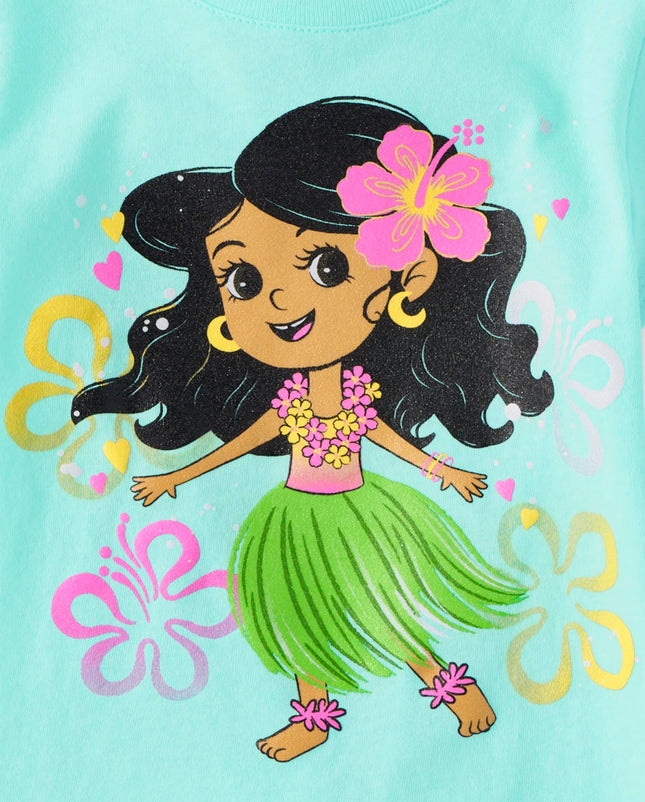 The Children's Place T-shirts graphiques à manches courtes assortis pour bébés filles et tout-petits, lots multiples, Ananas/Hula Girl/Flamant rose, 5T