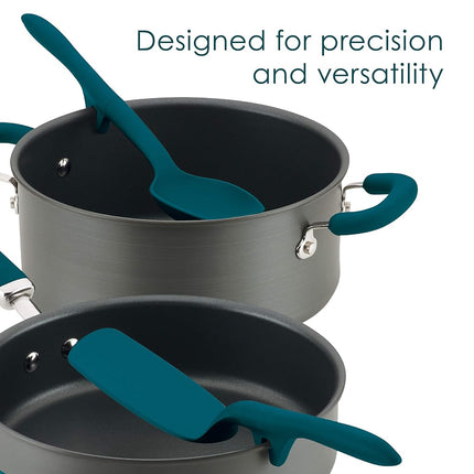 Rachael Ray Tools and Gadgets Spoon, Slotted and Solid Turners Set/Cooking Utensils - 3 Piece, Teal Blue