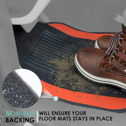 FH Group F14407ORANGE Universal Fit Premium Carpet Orange Automotive Floor Mats fits most Cars, SUVs, and Trucks with Driver Heel Pad, Full Set