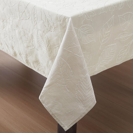 Laura Ashley Tablecloth Raised Woven Embroidered Jacquard Fabric, Wrinkle Resistant for Dining, Holiday, Party, Wedding or Banquet, 60" x 120", Maple Taupe