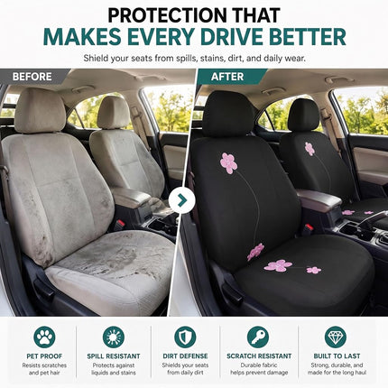 FH GROUP Car Seat Covers, Full Set, Black