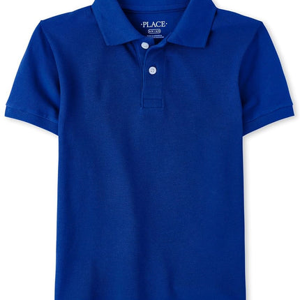 Polo de piqué de manga corta uniforme para niño The Children's Place, azul renovado, talla XXXG (robusto)