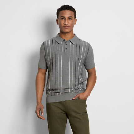 Camisa polo Van Heusen de manga corta para hombre con control de temperatura, corte regular con cierre de botones y broches, tejido refrescante, color gris Monument, talla grande