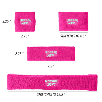 Juego de 3 bandas atléticas unisex – Diadema de 2.25 pulgadas y muñequeras de 3.25 pulgadas con tecnología Stay Dry, tela de rizo que absorbe la humedad | Accesorios de fitness de calidad para una comodidad activa-Reebok