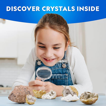 NATIONAL GEOGRAPHIC Break Open 4 Geodes Science Kit – Includes Goggles, Learning Guide, Display Stand, Great Mineralogy & Geology STEM Gift