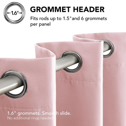 Cortinas de guardería Deconovo de 54 pulgadas de largo, cortinas opacas, cortinas térmicas aislantes para dormitorio de niñas (rosa coral, 52x54 pulgadas, 2 paneles)