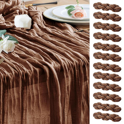 Wokceer Cheesecloth Table Runner Brown 10FT Boho G