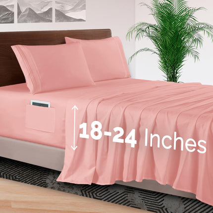 Elegant Comfort 4-Piece Bed Sheet Set - Luxury Bedding 1500 Premium Hotel Quality Microfiber, All Around Elastic 18-24 Inches Deep Fitted Sheet- Extra Deep Pocket Sheets, King, Dusty Rose
