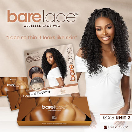 Sensationnel Bare Lace 13x6 wigs - Unit 2 Glueless synthetic with 180 degree preplucked hairline Non lifting 2040 larger grid thinner lace - BareLace unit 2 (1 JETBLACK)