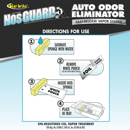 STAR BRITE NosGUARD SG Eliminador de olores para automóviles - Sistema de control de olores ClO2 para hacerlo usted mismo