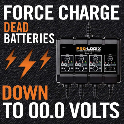 Clore Automotive PL4050, Pro-Logix 4 voies, chargeur intelligent entièrement automatique de 20 A (5 A par voie), chargeur de batterie 6 V et 12 V, mainteneur de batterie et désulfateur de batterie avec compensation de température