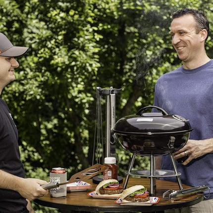 Cuisinart Parrilla de carbón portátil de 14", parrilla pequeña de mesa para exteriores con tapa con cierre y ventilaciones dobles, barbacoa cromada de tamaño de viaje, perfecta para acampar, portones traseros, parrilladas, color negro