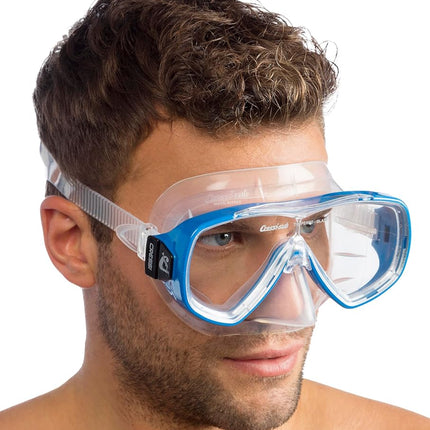 CRESSI Onda Mare Italian Made Snorkel Set - Clear/Blue - Diving Mask - Scuba Mask - Scuba Diving Equipment