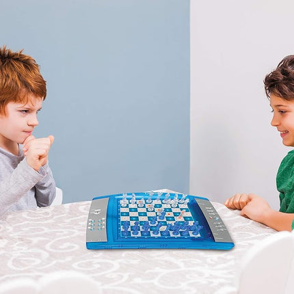 Lexibook CG1300 Chessman Elite Jeu d'échecs électronique interactif, 64 niveaux de difficulté, LED, fonctionnant sur piles, Noir/Blanc