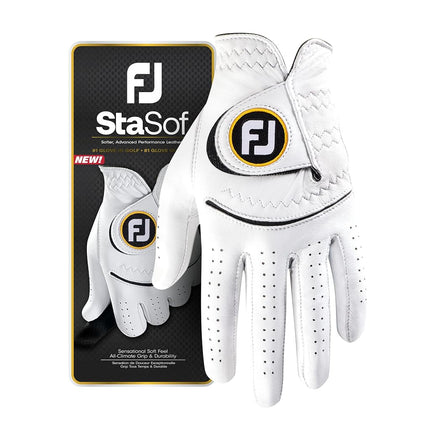 FootJoy Men's StaSof Golf Glove, White, Medium, Wo