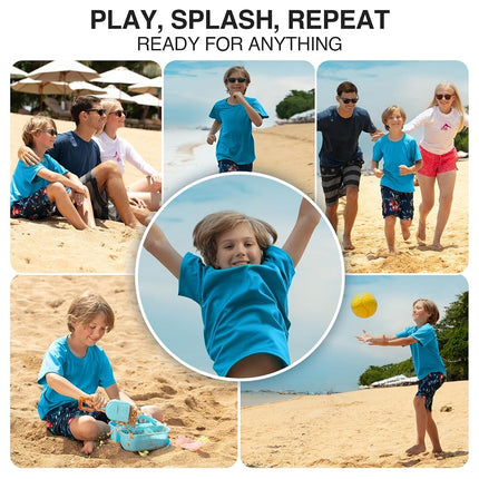 Kanu Surf Big Boys' Solid Swim Shirt, Aqua, Large (12)