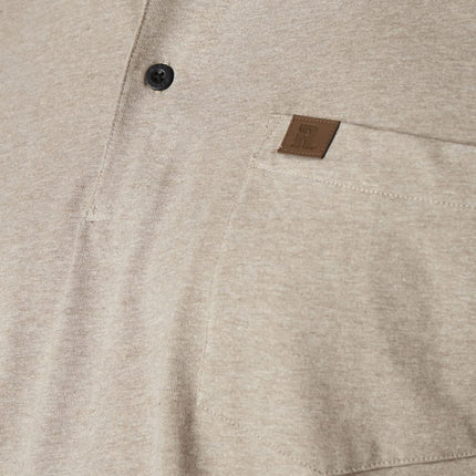Wrangler Men's Short Sleeve Henley Shirt, Oatmeal Heather, XL