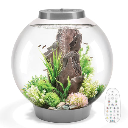 biOrb Classic 60 Acrylic 16-Gallon Aquarium with Multi-Color Remote-Controlled LED Lights Modern Tank for Tabletop Display, Silver