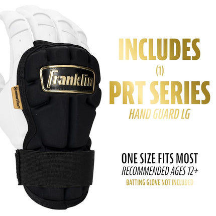 Franklin Sports Baseball Hand + Wrist Guard - PRT LG Series Adult Hand + Wrist Protector for Batting - Protective Hand, Wrist Shield - Right + Left Hand Hitters - Black + Gold - One Size - Adult