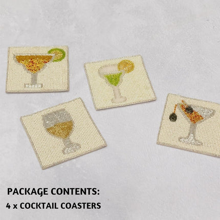 Folkulture Posavasos de Cuentas (Juego de 4, Cóctel)