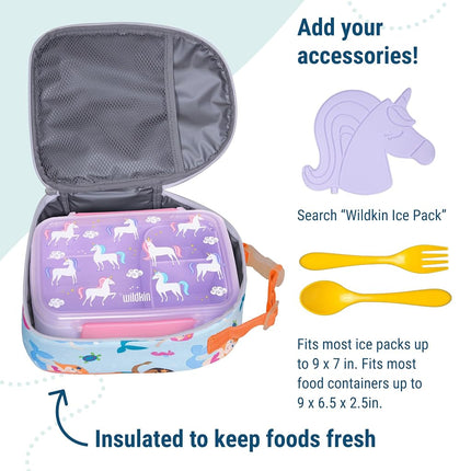 Sac à déjeuner isotherme Wildkin pour garçons et filles, 23 x 18 cm, idéal pour les collations chaudes ou froides à l'école et en voyage (Sirènes)