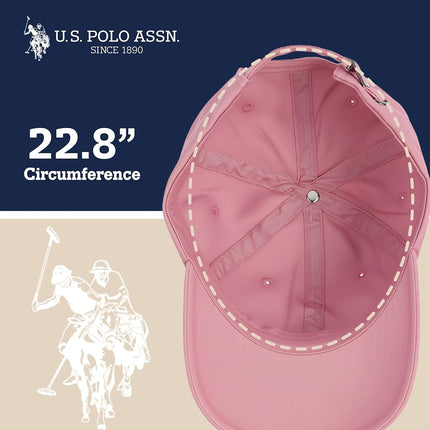 U.S. Polo Assn. Men's U.s Polo Assn. Cotton Adjustable Curved Brim With Embroidered Small Pony Logo Baseball Cap, Pink, One Size UK