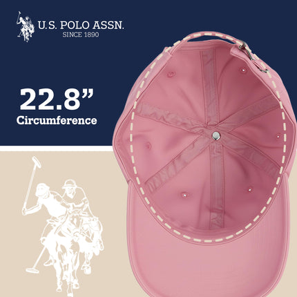 U.S. Polo Assn. Men's U.s Polo Assn. Cotton Adjustable Curved Brim With Embroidered Small Pony Logo Baseball Cap, Pink, One Size UK