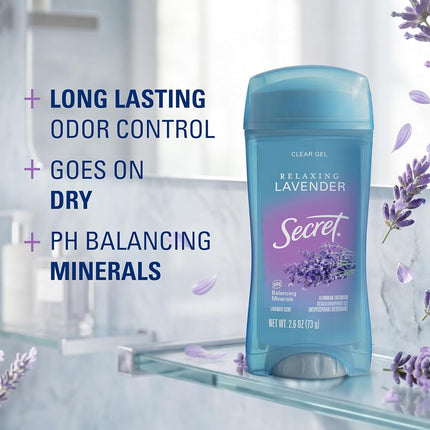 Secret Clear Gel Antiperspirant & Deodorant, Lavender, 2.6 Oz