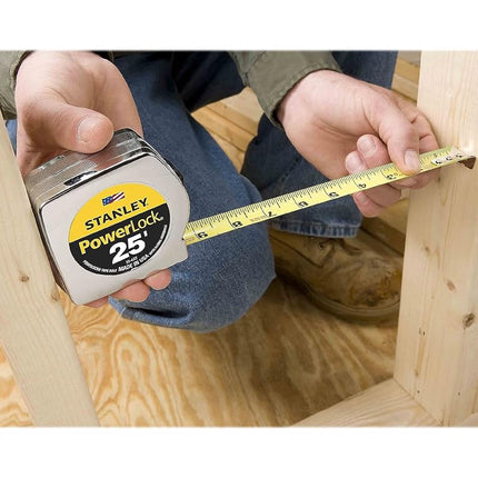Stanley 33425 Powerlock II Power Return Rule, 1-Inch x 25ft, Chrome/Yellow