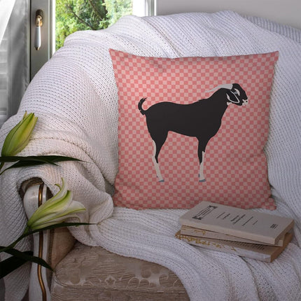 Caroline's Treasures BB7884PW1414 Black Bengal Goat Pink Check Fabric Decorative Pillow, 14Hx14W, Multicolor