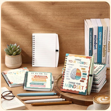 Thenshop 40 Pcs Mental Health Awareness Gifts Bulk 20 Self Care Notebook Journals 20 Positive Affirmation Pens for Women Office Staff Nurse Teacher Appreciation Student End of Year Gifts