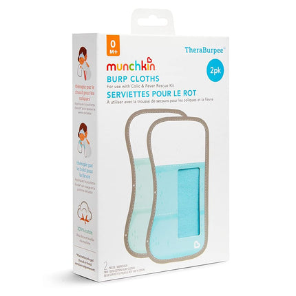 Munchkin® TheraBurpee: 2 Pack Burp Cloths with Built-in Pockets, for use with Colic & Fever Rescue Kit, 1 Blue, 1 Mint,2 Count (Pack of 1)