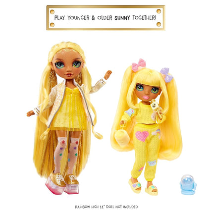 Rainbow High Junior High PJ Party - Sunny (Yellow) - 22 cm Posable Doll with Soft Onesie, Slippers and Play Accessories - Kids Toy - Great for Ages 4-12 Years