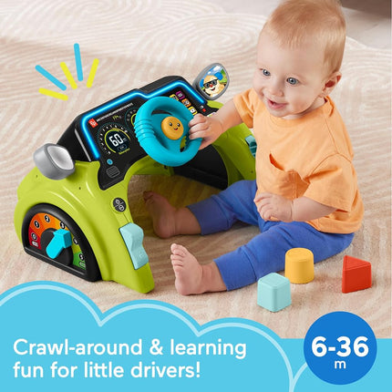 Fisher-Price Baby & Toddler Learning Toy Laugh & Learn Sit & Steer Driver Car Activity Center with Smart Stages for Ages 6+ Months, JDY43