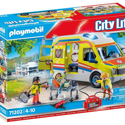 Playmobil 71202 City Life Ambulance with Lights and Sound, toy playset suitable for ages 4+