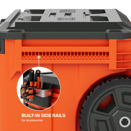 Klein Tools 54100MBX MODbox Rolling Tool Box, Heavy Duty Portable Tool Organizer with Side Mounting, 10-Inch Rubber Wheels, Removable Handle, Deep Stackable Set