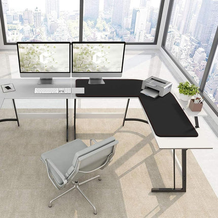 ZORESYN L-Shaped Gaming Desk Mat Mouse pad, Computer Corner Desk Pad, 137x140x40cm Home Office Writing Desk Pad, Large Waterproof PU Leather Corner Mousepad - Black