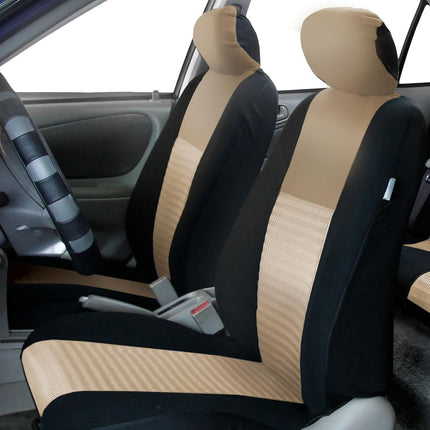 FH GROUP Car Seat Covers Front Set 3D Air Mesh -Seat Covers for Low Back Car Seats with Removable Headrest, Universal Fit, Automotive Seat Cover, Airbag Compatible Car Seat Cover for SUV, Sedan Beige