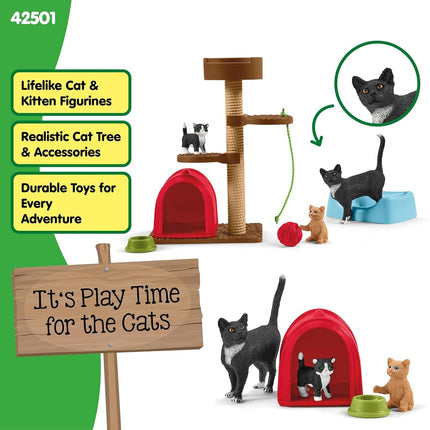 Schleich Farm World - 15Pc Playtime For Cute Cats Playset - Kids 3+ | 42501