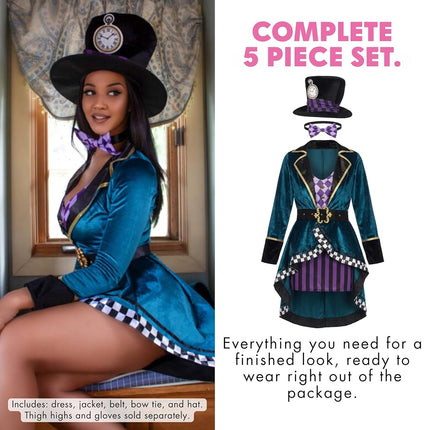 Leg Avenue 8559204101 Delightful Hatter Adult Costumes, Multicolor, X-Large(UK 16-18)