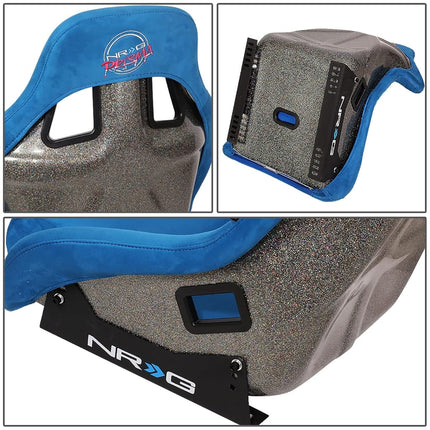 NRG Innovations NRG-FRP-302BL-ULTRA Universal Fixed Back Bucket Racing Seat for 6-Point Harnesses, Size L, Blue Seat Cover