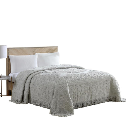 Beatrice Home Fashions Medallion Chenille Bedspread, Twin, Gray