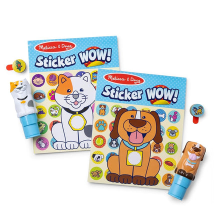 Melissa & Doug Sticker Wow Pets (Dog and Cat) Value Pack Arts and Crafts Collectibles – 2 Activity Pads, 2 Stampers, 2 Bonus Sticker-Stacks - FSC Certified