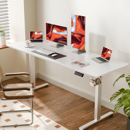 ERGOMAKER Electric Standing Desk 170x60cm (White Frame + White Desktop)