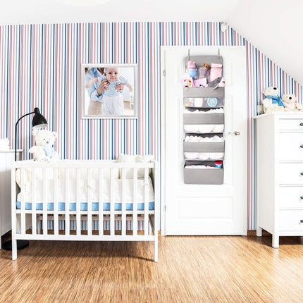 Organizador colgante Jay-Chi para puerta - Almacenamiento con 7 bolsillos grandes para armario, baño, cuarto de bebé, organizador con ventana de perspectiva, soporte de pared para ropa, juguetes, artículos diversos (gris)