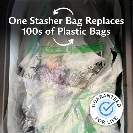 Stasher Platinum Silicone Food Grade Reusable Storage Bag, Clear (Bundle 4-Pack Small) | Reduce Single-Use Plastic | Cook, Store, Sous Vide, or Freeze | Leakproof, Dishwasher-Safe, Eco-Friendly