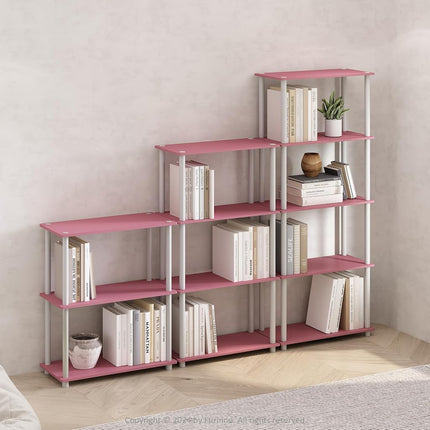 Furinno TURN-N-TUBE 5-Tier Tool-Free Corner Shelf, Pink